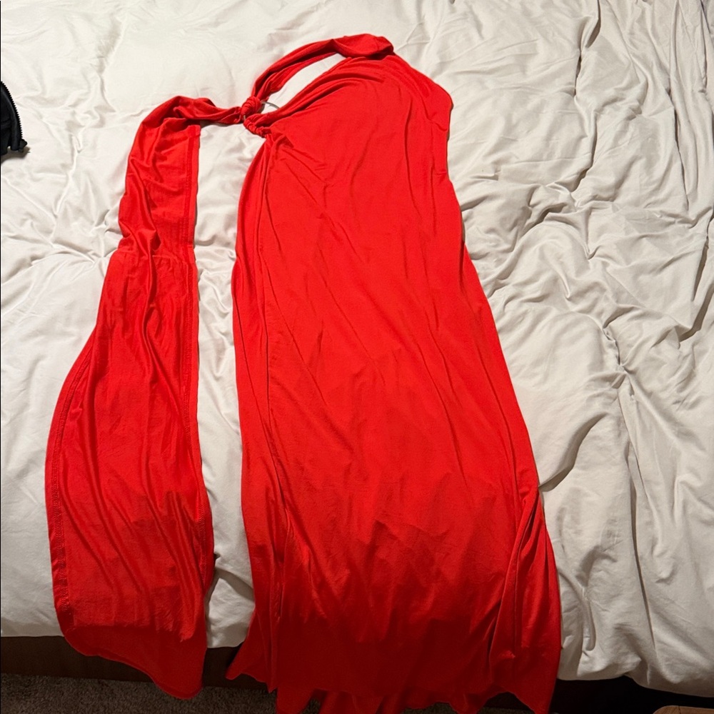 Vibrant Red Halter Dress